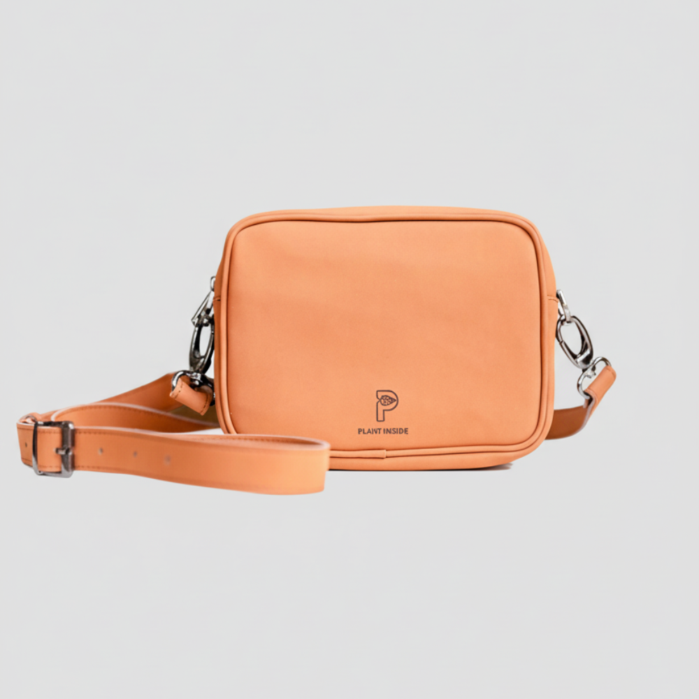 Plant Inside Crossbody Bag in cognac nubuck – stylish vegan leather bag, cruelty-free and sustainable