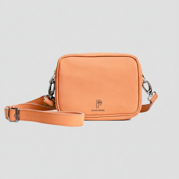 Plant Inside Crossbody Bag in cognac nubuck – stylish vegan leather bag, cruelty-free and sustainable