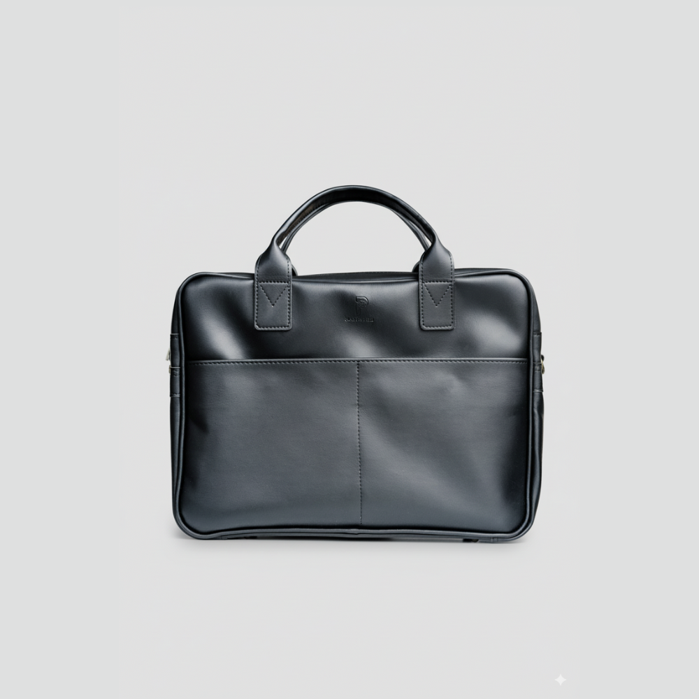 Plant Inside Laptop Bag in black matt– handcrafted vegan leather, cruelty-free and sustainable