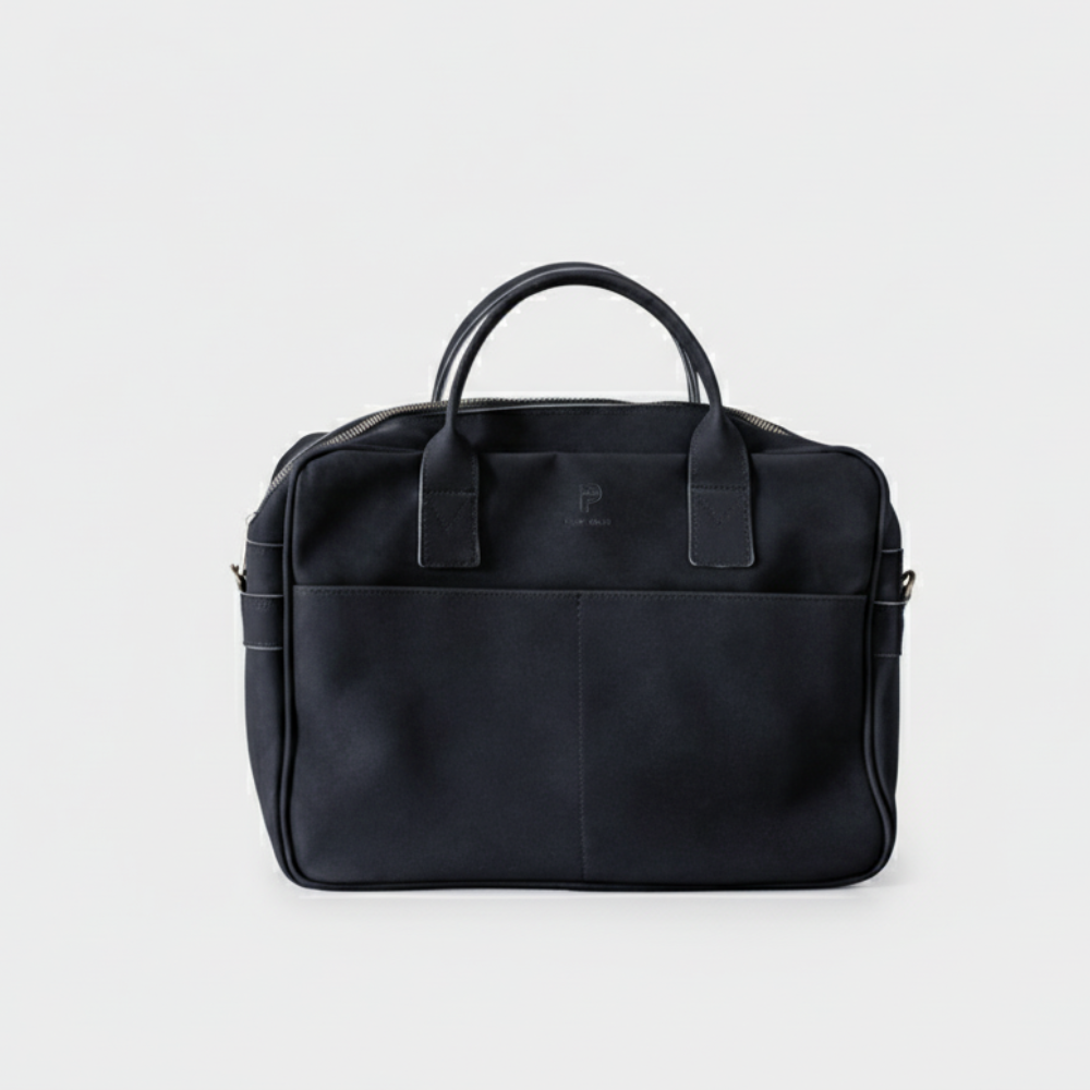 Plant Inside Laptop Bag in black nubuck– handcrafted vegan leather, cruelty-free and sustainable