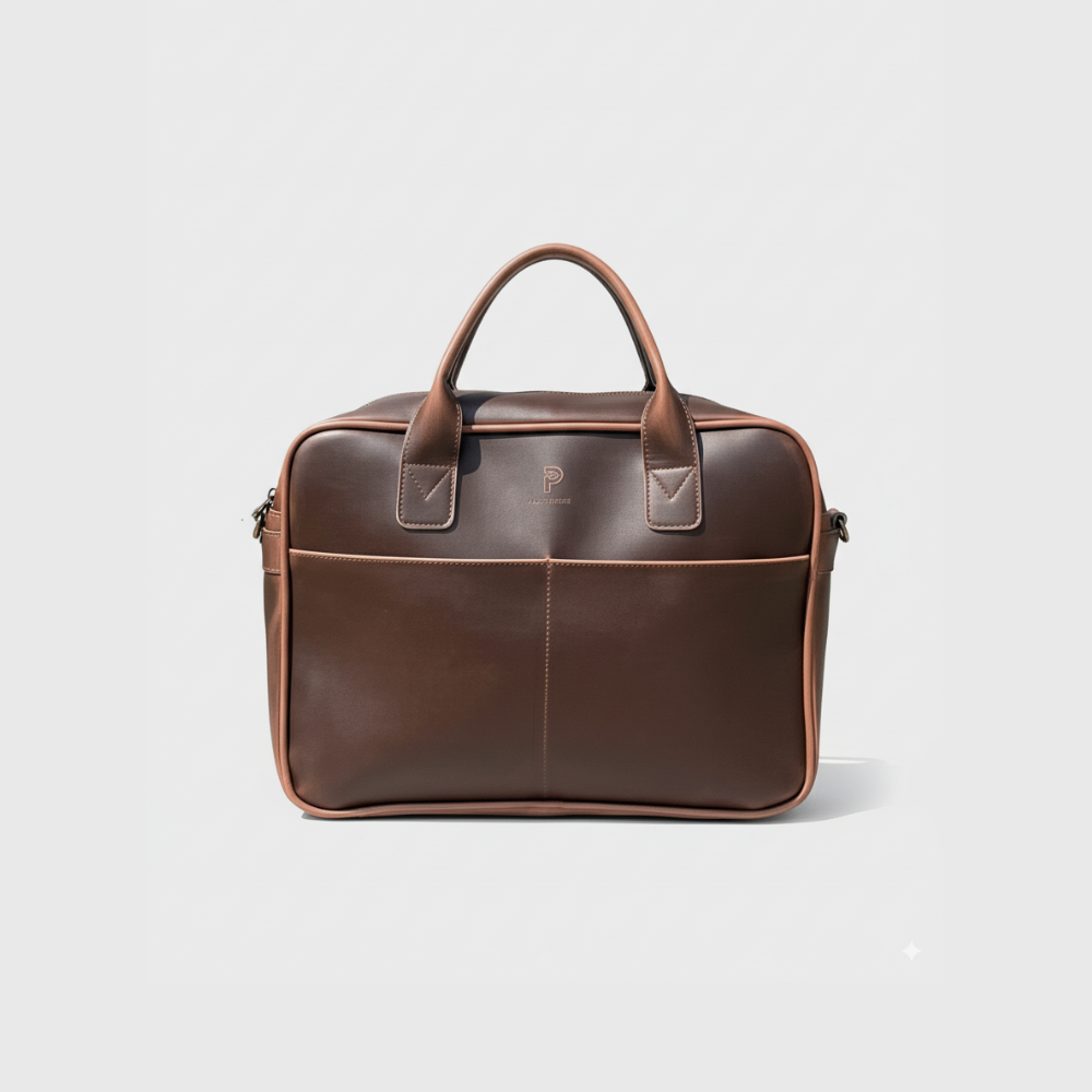 Plant Inside Laptop Bag in brown matt – handcrafted vegan leather, cruelty-free and sustainable