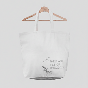 Plant Inside Tote Bag large – spacious vegan and cruelty-free everyday bag, handcrafted with sustainable materials - "The plant side of the moon"
