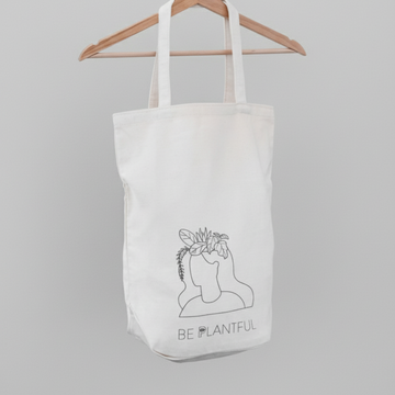Plant Inside Tote Bag medium – spacious vegan and cruelty-free everyday bag, handcrafted with sustainable materials - "Be Plantful" and "Plant Inside"